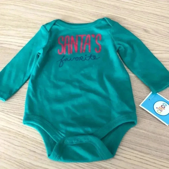 💥🆕Circo Baby Santa’s Long Sleeve Green Bodysuit🆕 - Picture 1 of 5